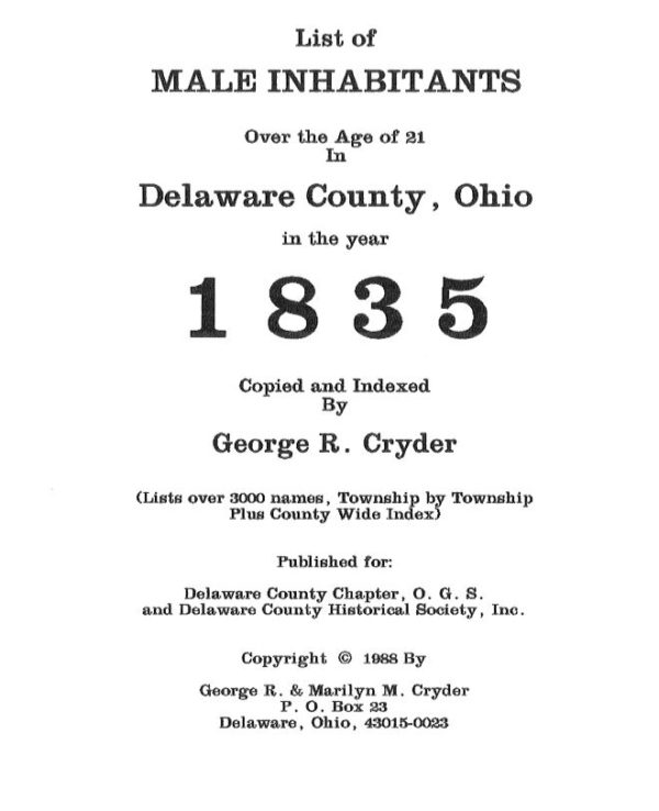 1835 Maile Inhabitants Delaware County Ohio