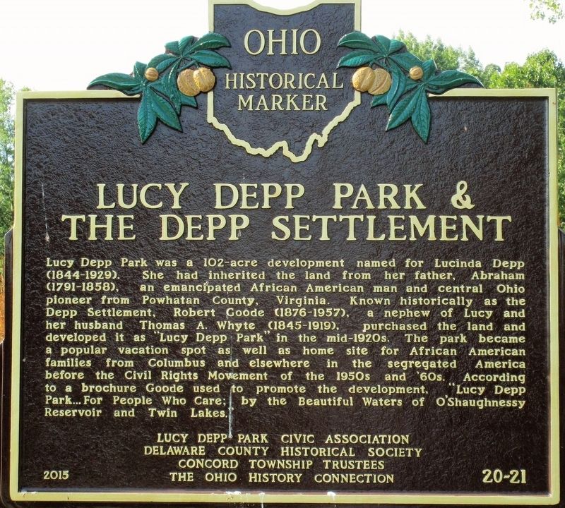 Depp Marker Lucy Depp Park Historic Marker - Ohio